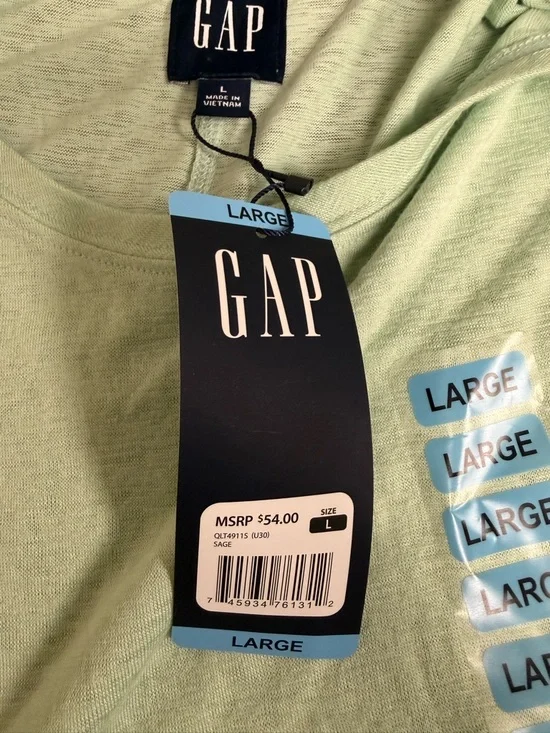 NWT GAP Mint Green Long Sleeve Tee Lightweight Soft Casual Basic Top Large - Picture 8 of 10